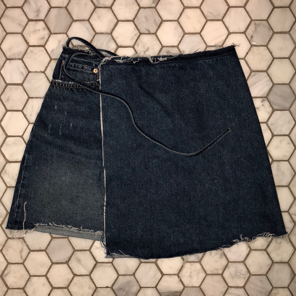 Grlfrnd Elle high rise wrap denim skirt